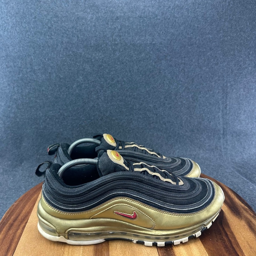 Nike Air Max 97 Metallic Gold Black Red Sneakers Men's Size 11 AT5458-002